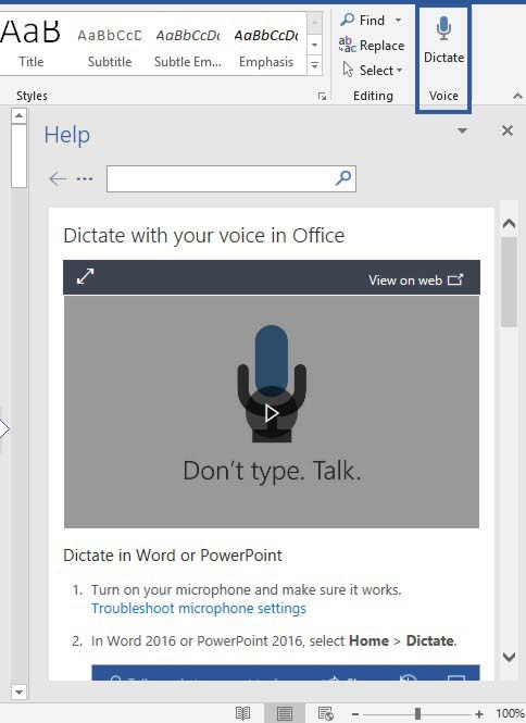 microsoft dictate icon