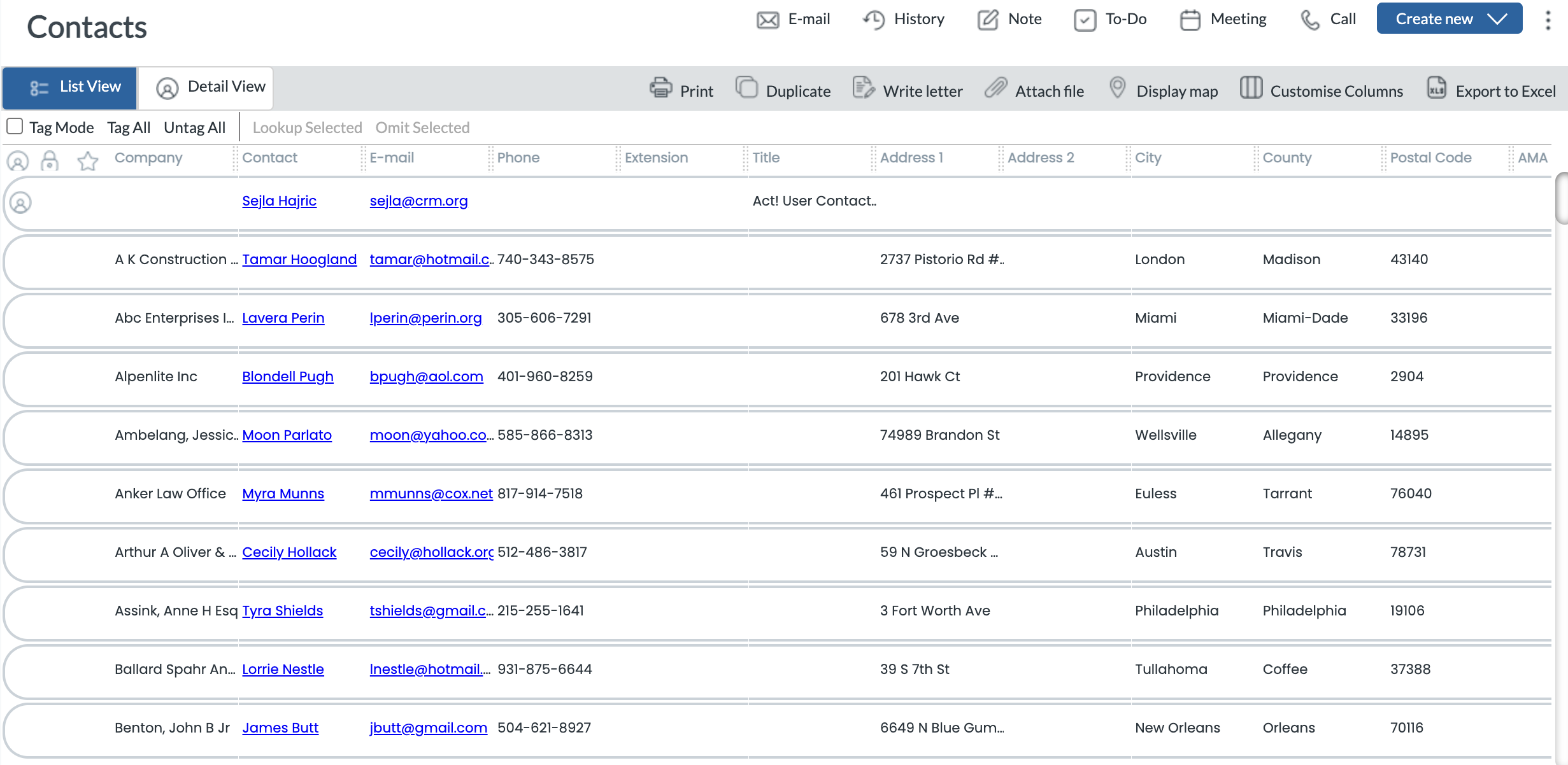Act CRM Contact Management