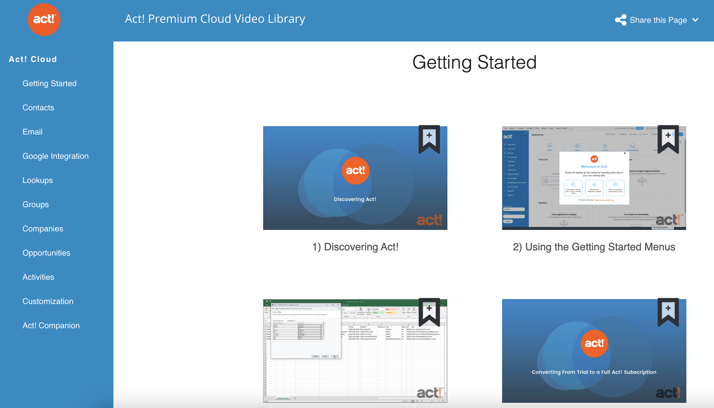 Act CRM video library