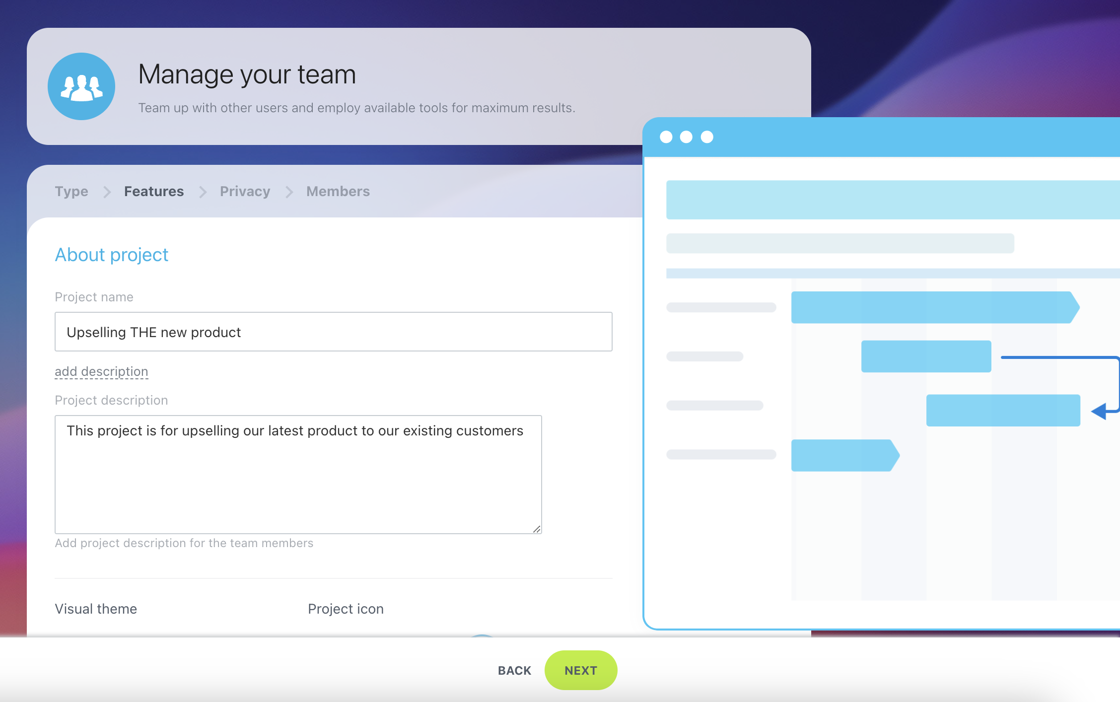 Creating a new project in Bitrix24
