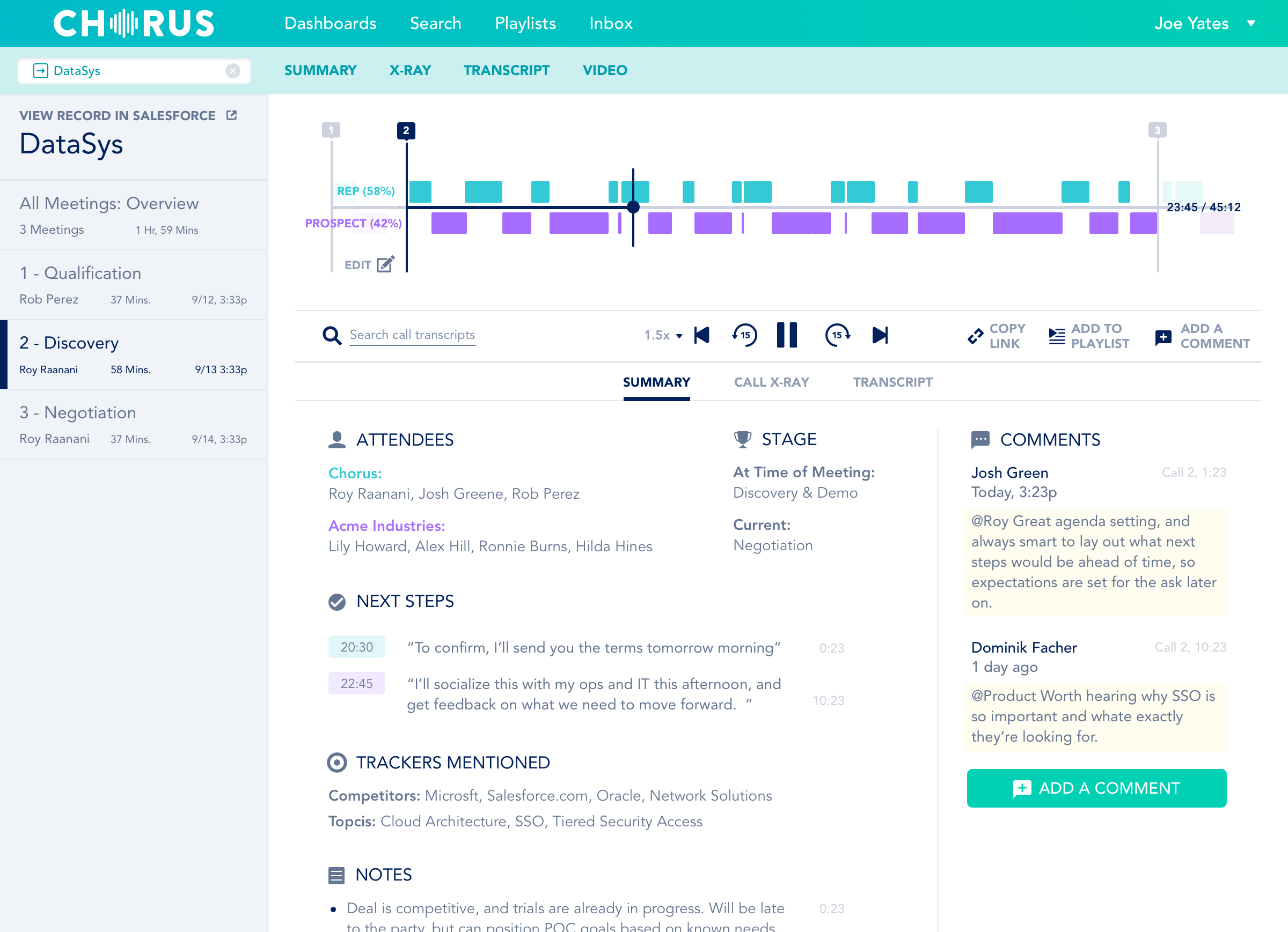 chorus ai dashboard