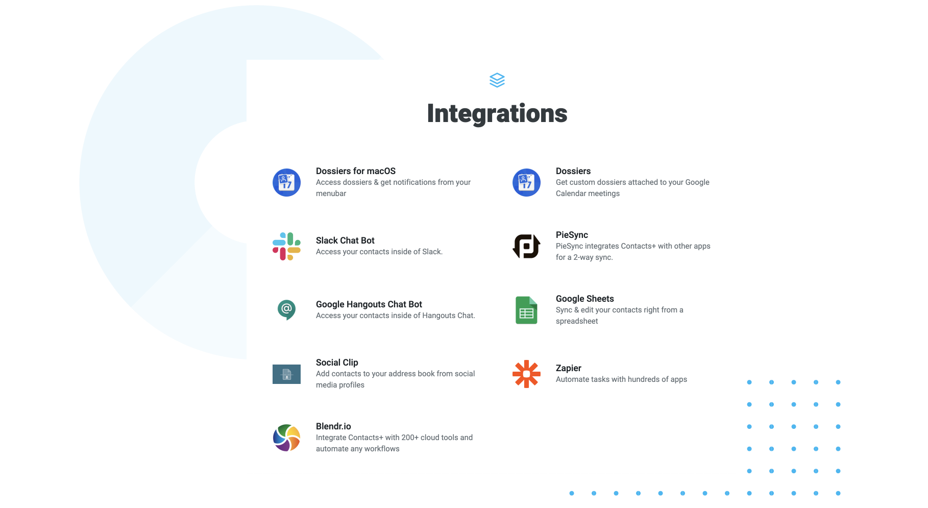 contacts+ integrations