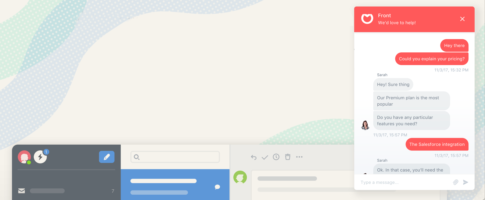 front email features