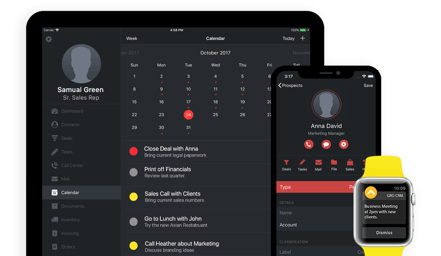 gro crm dashboard