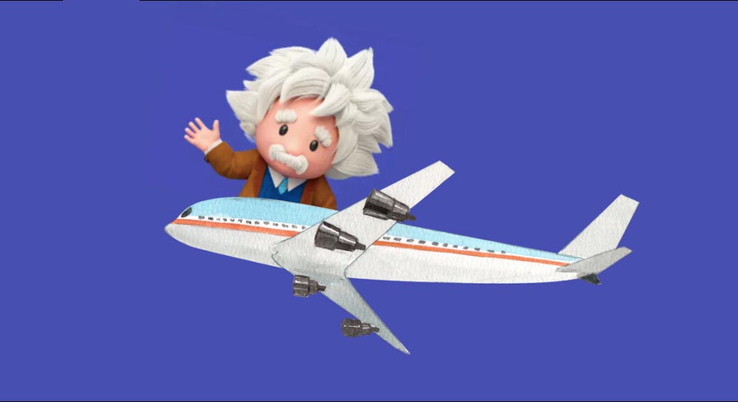 an image of Salesforce's Einstein on a plane symbolizing farewell
