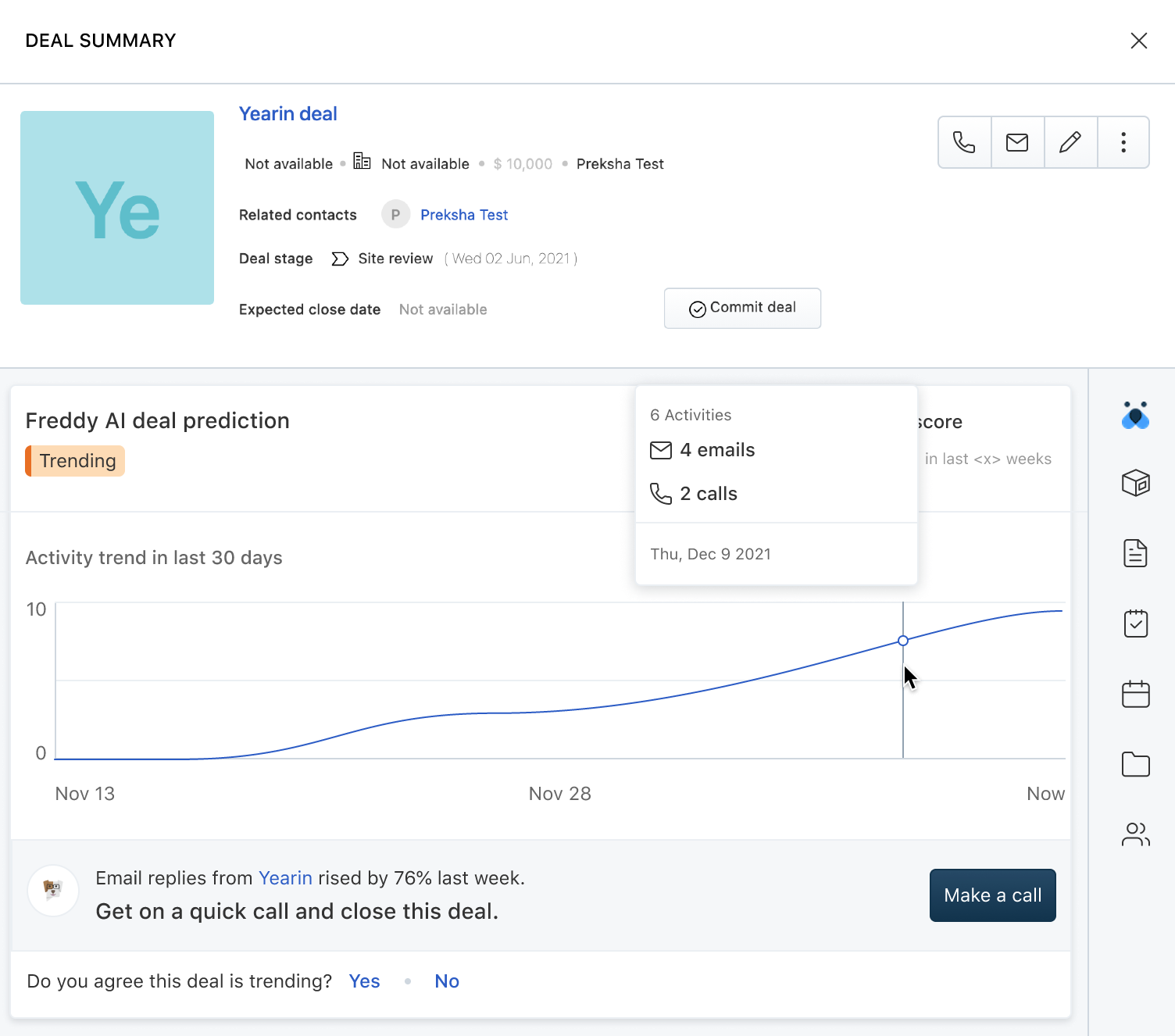 Freshsales Freddy AI deal insights