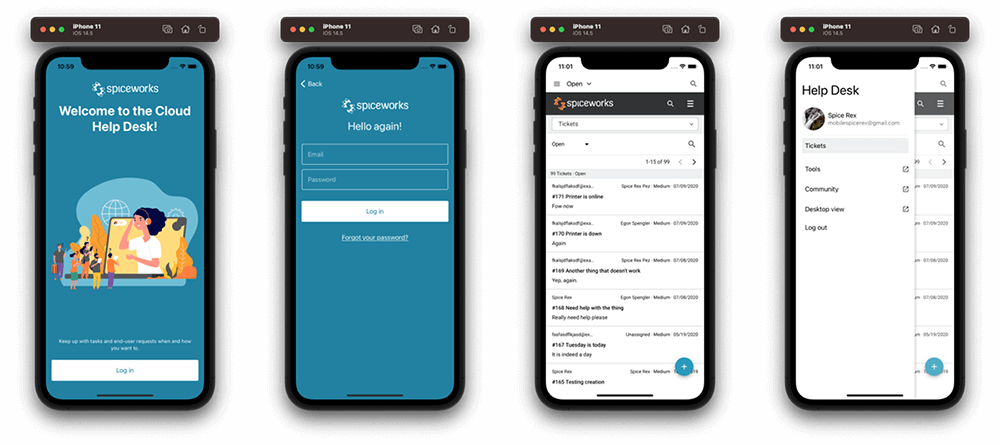 an image showing how Spiceworks mobile app looks on smartphones