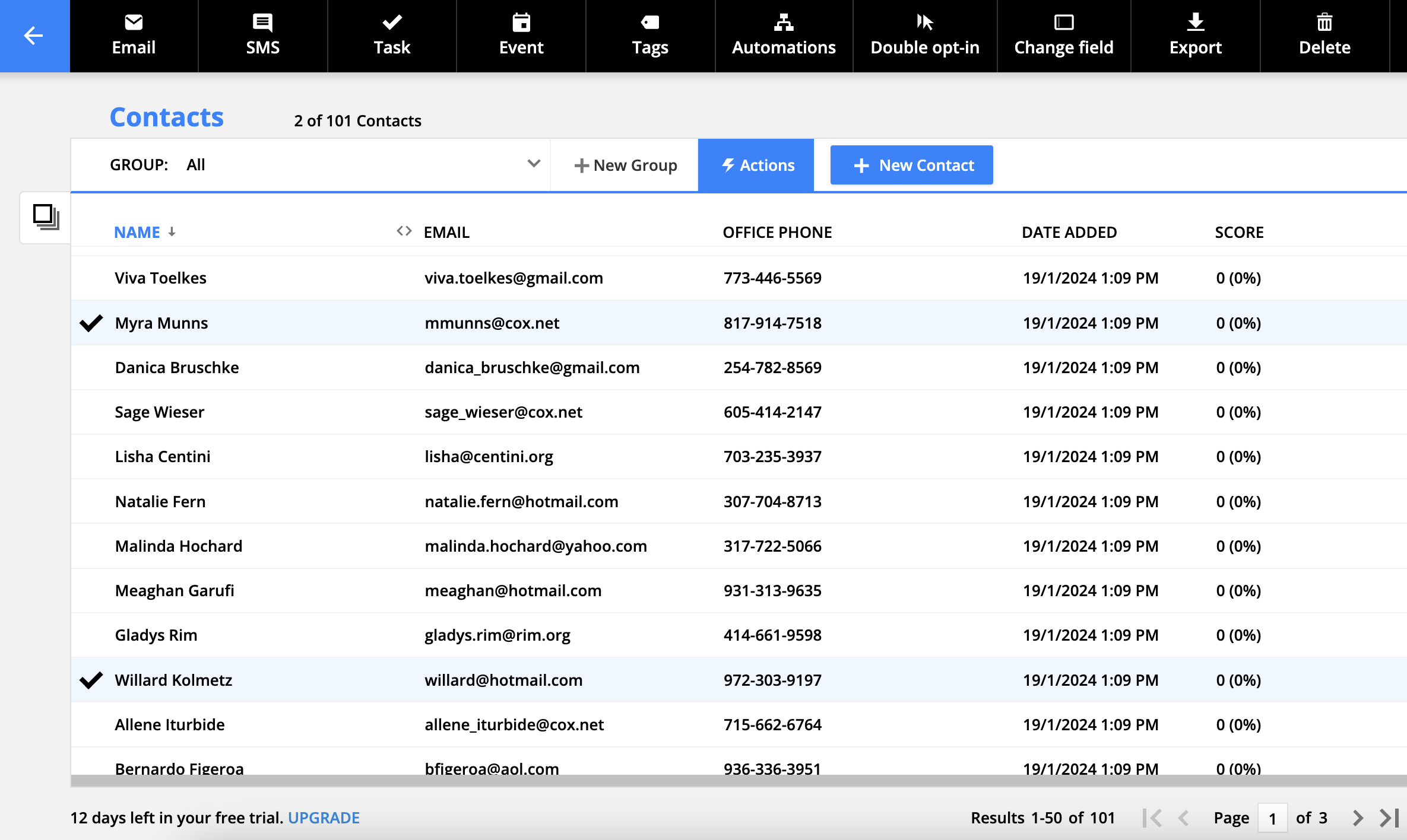 Ontraport CRM Contacts Overview