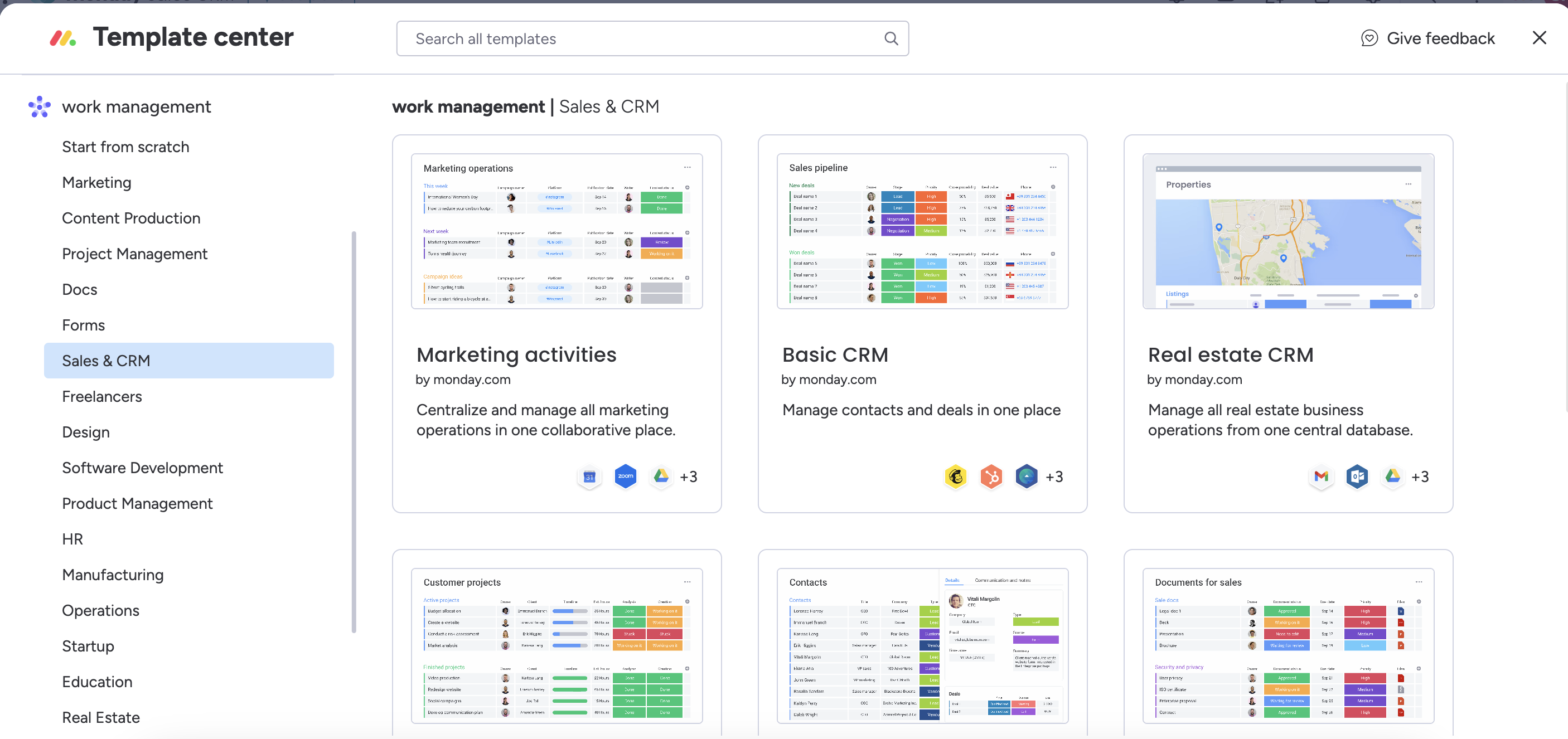Monday.com Board Templates Center