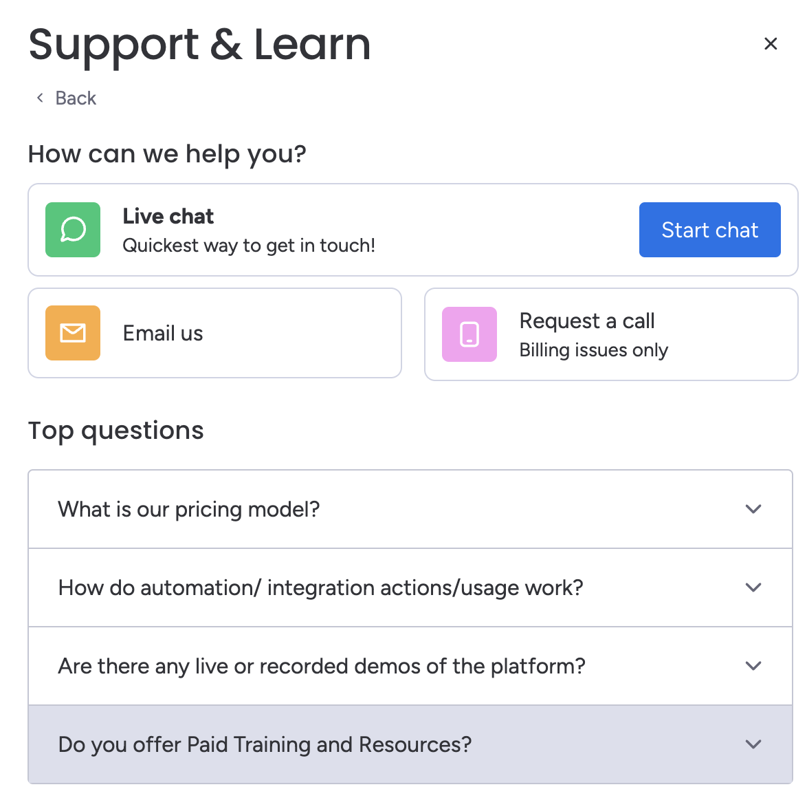 Monday.com customer support options