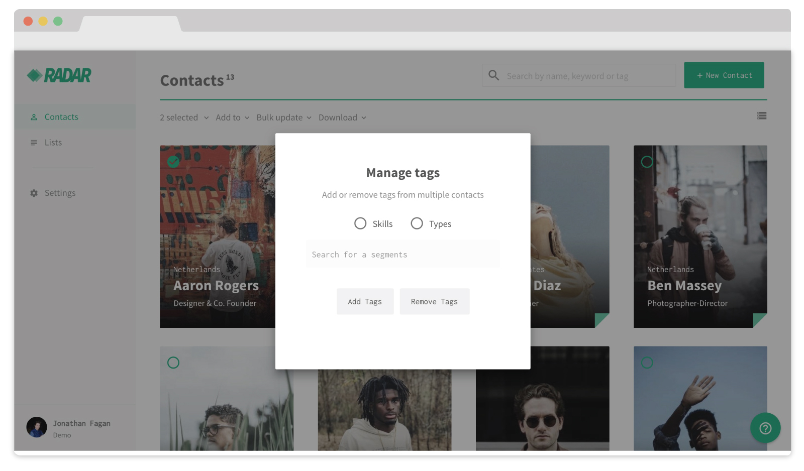radar crm contacts