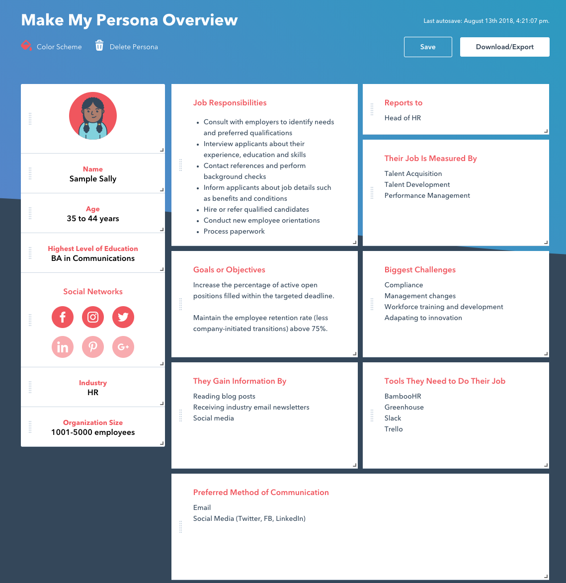 hubspot make my persona review