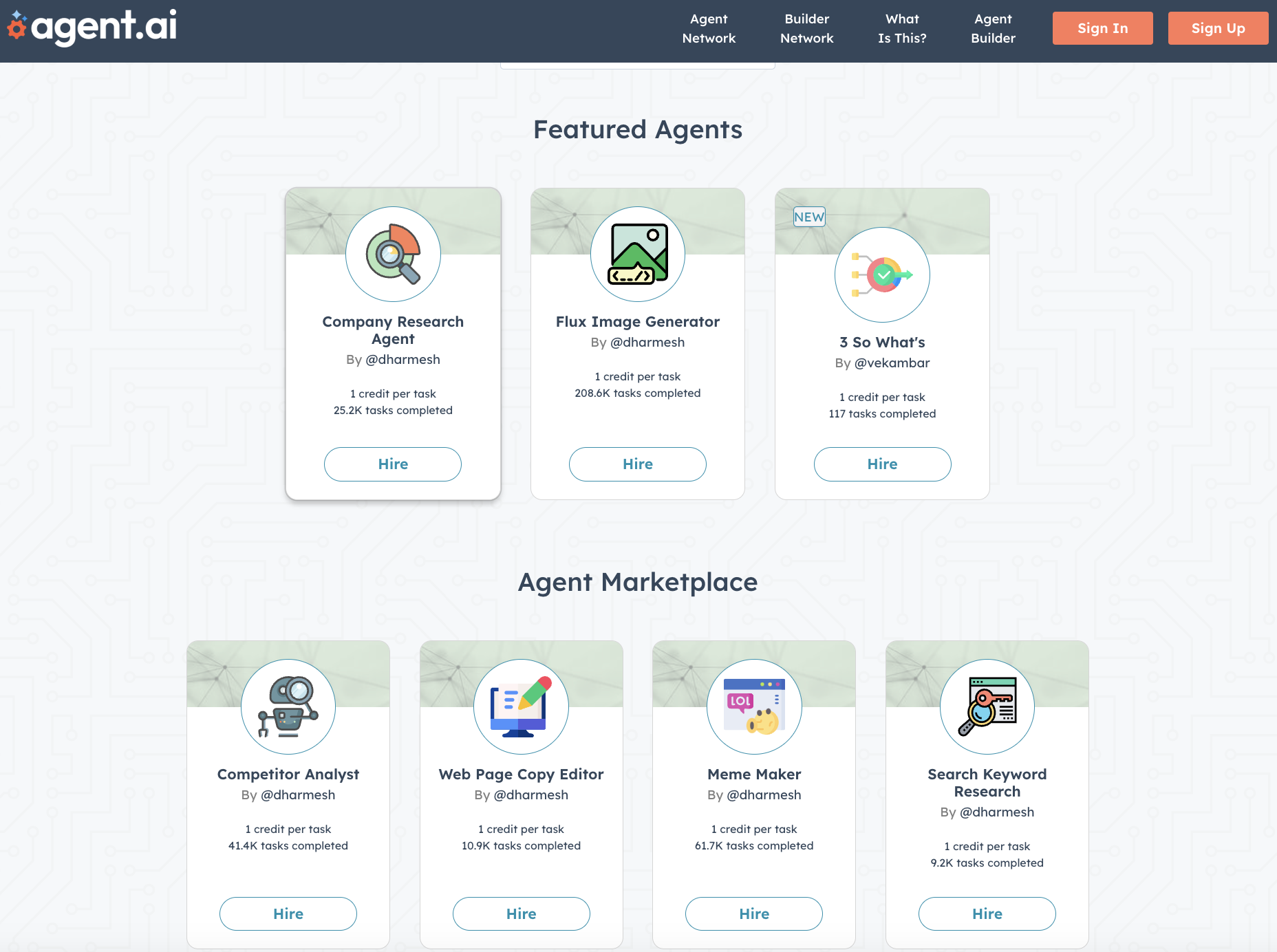 a screenshot of agent.ai website