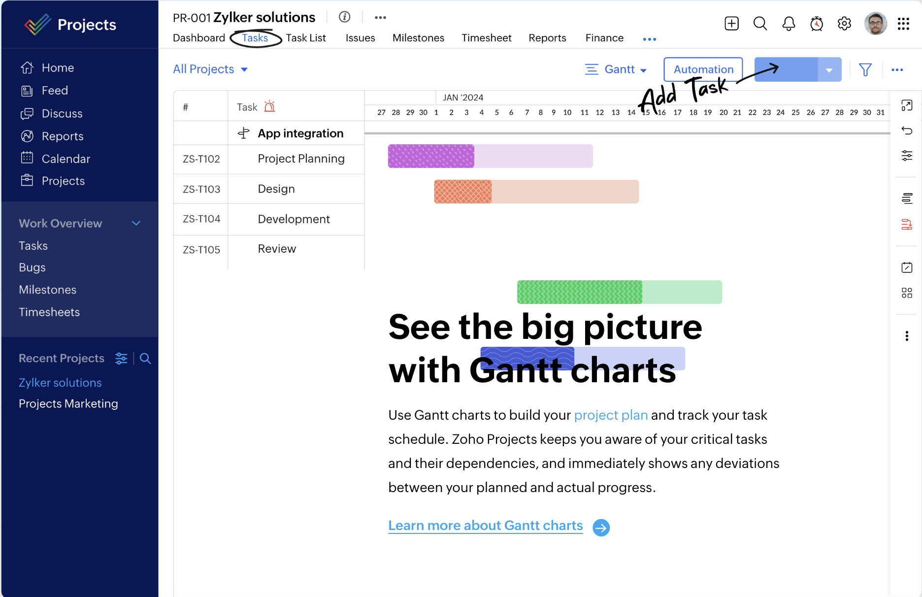 Zoho Projects preview