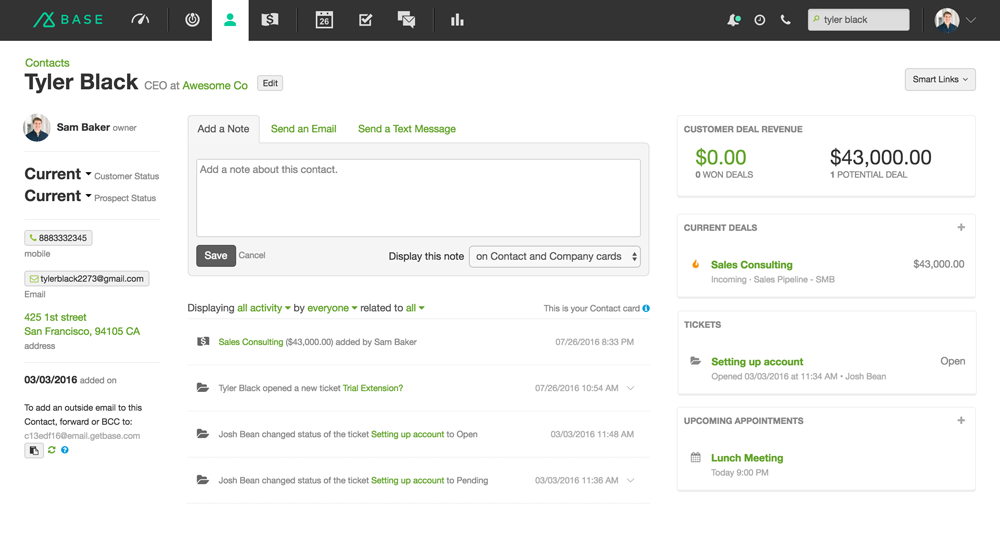 base crm dashboard