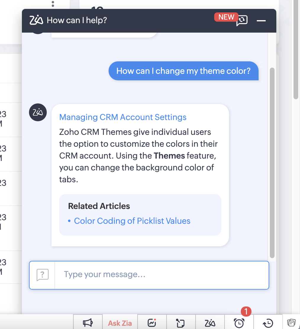 Zoho Zia AI assistant