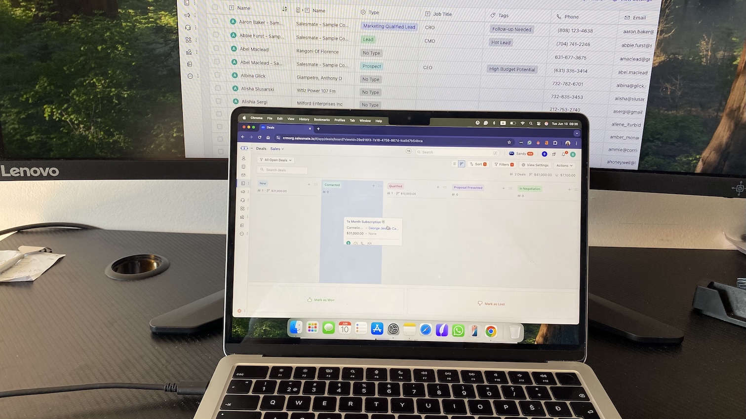 Capsule CRM kanban board showing deals organized by stage, with one subscription deal currently in the “Qualified” column.